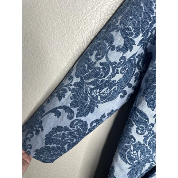 NEW Soft Surroundings Coat Womens XL Blue Damask Jacquard Topper Style 28X94 - Picture 4 of 9